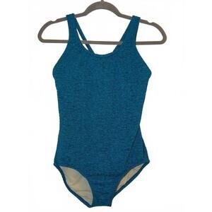 Stylish Blue‎ One-Piece Swimsuit with Crossback